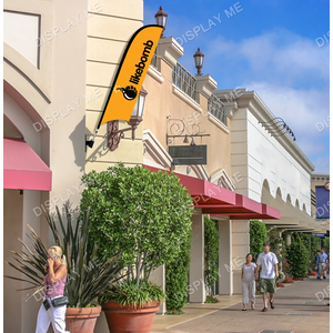 Single Sided 2.2 Meter Bow Fabric  Flag with 45 Degree Wall Mount