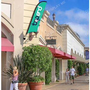 Double Sided 2.7 Meter Bow Fabric  Flag with 45 Degree Wall Mount