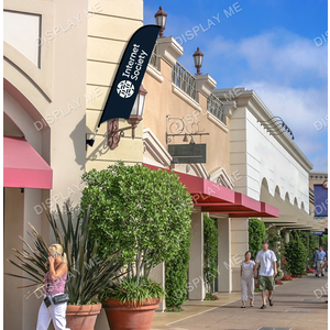 Double Sided 2 Meter Bow Fabric  Flag with 45 Degree Wall Mount