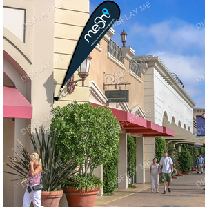 Single Sided 2.3 Meter Teardrop Fabric  Flag with 45 Degree Wall Mount