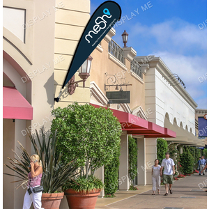 Single Sided 2.3 Meter Teardrop Fabric  Flag with 45 Degree Wall Mount