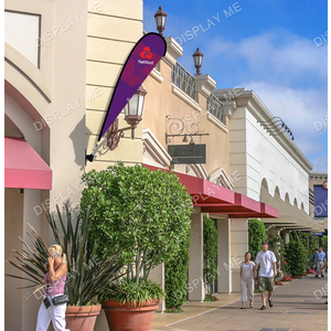 Single Sided 1.7 Meter Teardrop Fabric  Flag with 45 Degree Wall Mount