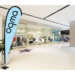 Double Sided 4.3 Meter Teardrop Fabric  Flag with Heavy Duty Steel Square Base