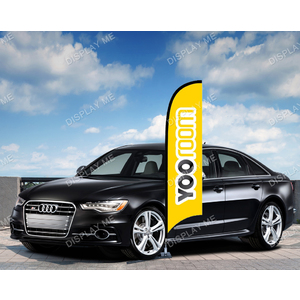 Double Sided 3.6 Meter Bow Fabric Flag with Under Tyre Base