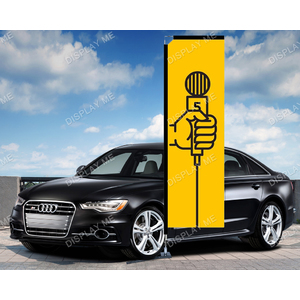 Single Sided 4.4 Meter Block Fabric Flag with Under Tyre Base 