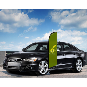 Double Sided 2.7 Meter Feather Fabric Flag with Under Tyre Base