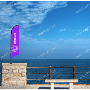 Single Sided 2 Meter Bow Fabric Flag with 180 Degree Floor Mount Base