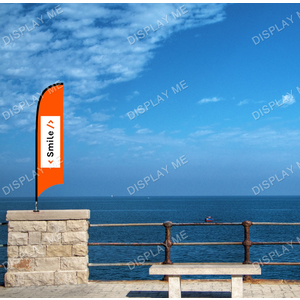 Double Sided 2 Meter Bow Fabric Flag with 180 Degree Floor Mount Base