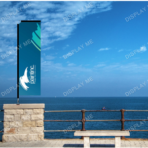 Single Sided 3 Meter Block Fabric Flag with 180 Degree Floor Mount Base