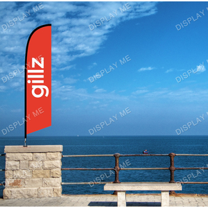Double Sided 3.5 Meter Feather Fabric Flag with 180 Degree Floor Mount Base 
