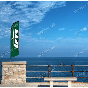 Double Sided 2 Meter Feather Fabric Flag with 180 Degree Floor Mount Base 