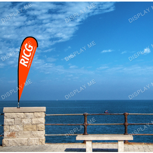 Single Sided 2.3 Meter Tear Fabric Flag with 180 Degree Floor Mount Base 