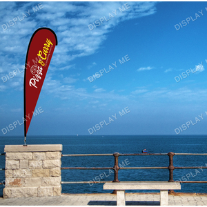 Double Sided 3.3 Meter Tear Fabric Flag with 180 Degree Floor Mount Base 