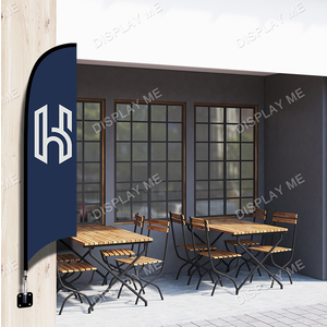 Double Sided 2 Meter Bow Fabric Flag with 90 Degree Angle Wall Base 