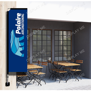 Single Sided 2.2 Meter Block Fabric Flag with 90 Degree Angle Wall Base 