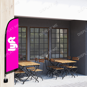 Double Sided 2 Meter Feather Fabric Flag with 90 Degree Angle Wall Base 