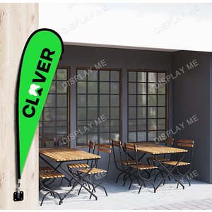 Single Sided 2.3 Meter Tear Fabric Flag with 90 Degree Angle Wall Base 