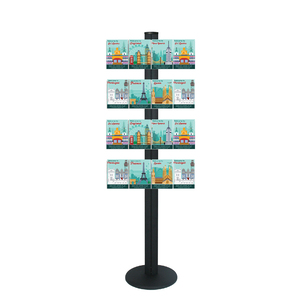 Freestanding 1800mm Black Combo  Brochure Holder 16 A5