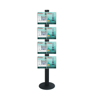 Freestanding 1800mm Black Combo  Brochure Holder 8 A4