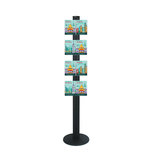Freestanding 1800mm Black Combo  Brochure Holder 8 A5