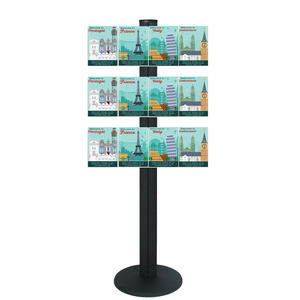 Freestanding 1450mm Black Combo  Brochure Holder 12 A5