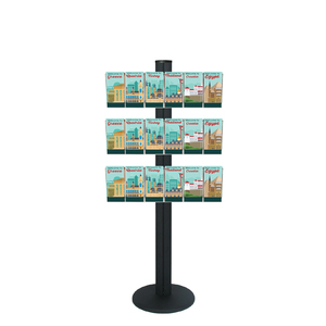 Freestanding 1450mm Black Combo  Brochure Holder 18 DL 