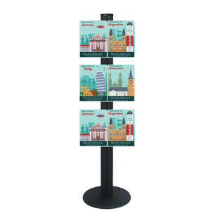 Freestanding 1450mm Black Combo  Brochure Holder 6 A4