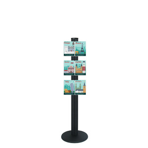 Freestanding 1450mm Black Combo  Brochure Holder 6 A5