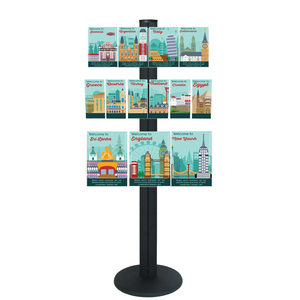 Freestanding 1450mm Black Combo  Brochure Holder 6 DL, 3 A4 & 4 A5