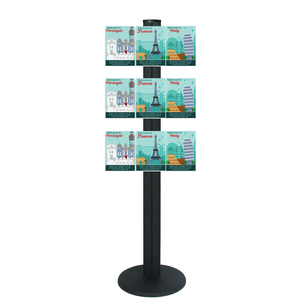 Freestanding 1450mm Black Combo  Brochure Holder 6 A5