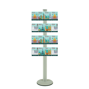 Freestanding 1800mm Silver Combo  Brochure Holder 16 A5