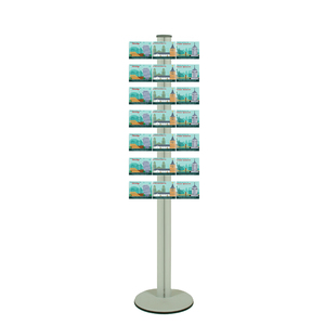 Freestanding 1800mm Silver Combo  Brochure Holder 21 Landscape Postcard Holders