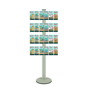 Freestanding 1800mm Silver Combo  Brochure Holder 24 DL