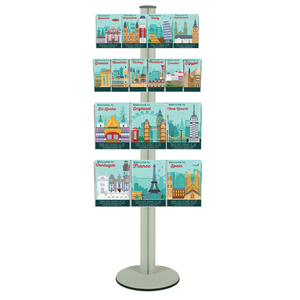 Freestanding 1800mm Silver Combo  Brochure Holder 6 DL, 6 A4 & 4 A5