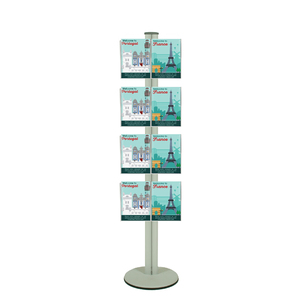 Freestanding 1800mm Silver Combo  Brochure Holder 8 A4