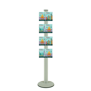 Freestanding 1800mm Silver Combo  Brochure Holder 8 A5