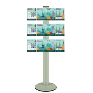 Freestanding 1400mm Silver Combo  Brochure Holder 12 A5