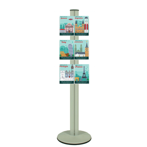 Freestanding 1400mm Silver Combo  Brochure Holder 6 A5