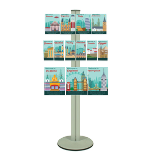 Freestanding 1400mm Silver Combo  Brochure Holder 6 DL, 3 A4 & 4 A5