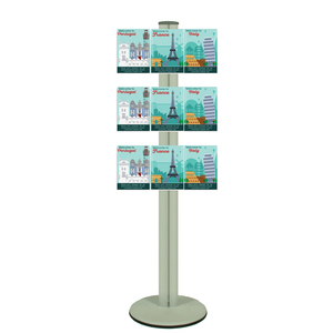 Freestanding 1400mm Silver Combo  Brochure Holder 9 A5