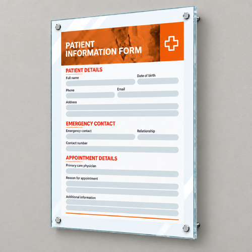 A2 Double Glass Poster Frame with Standoff Mounts