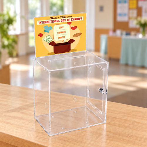 Premium Acrylic Clear Suggestion Box with A5 Display