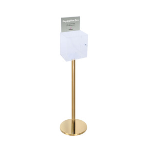 Premium Clear Suggestion Box with A5 Display on Gold Pole and Base