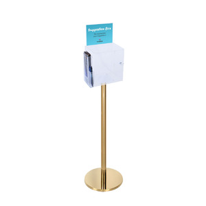 Premium Clear Suggestion Box with A5 Display on Gold Pole and Base with DL Brochure Holder and Pen Holder on Side