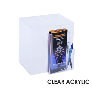 Premium Acrylic Clear Suggestion Box with DL Brochure Holder and Pen Holder