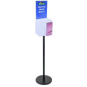 Premium Frosted Suggestion Box with A4 Display on Black Pole and Base with DL Brochure