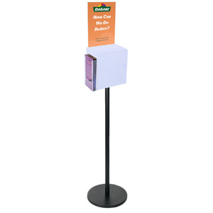 Premium Frosted Suggestion Box with A4 Display on Black Pole and Base