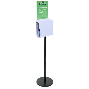 Premium Frosted Suggestion Box with A4 Display on Black Pole and Base with DL Brochure Holder and Pen Holder on side
