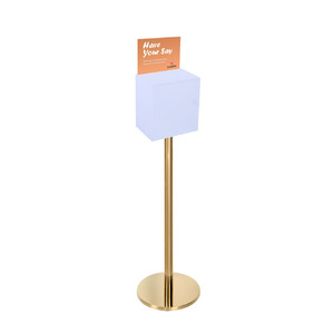 Premium Frosted Suggestion Box with A4 Display on Gold Pole and Base