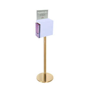 Premium Frosted Suggestion Box with A5 Display on Gold Pole and Base with DL Brochure Holder on side